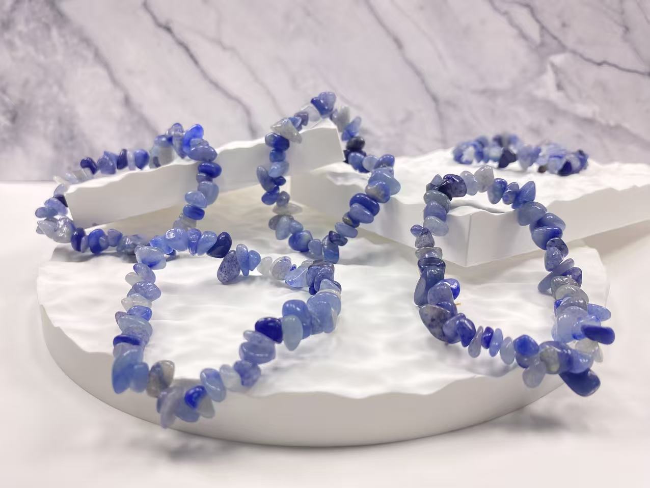 Crushed Blue Aventurine Bead Bracelet