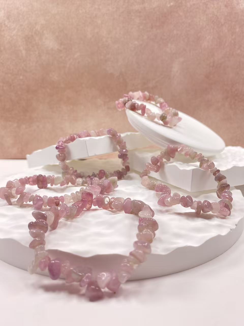 Violet Madagascar Pink Crystal "Crushed Ice" Bead Bracelet